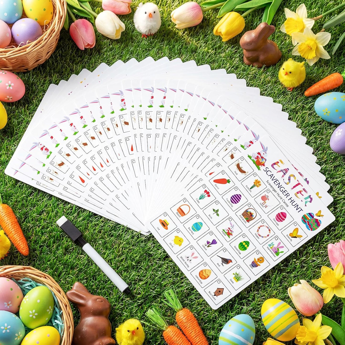 Hoolerry 30 Pcs Nature Scavenger Hunt for Kids Road Trip Game Car Spring Summer Easter Scavenger Hunt Cards Travel Activities Camping Games Outdoor Indoor Seek Activity for Kids Adults(Nature)