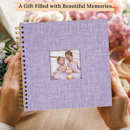 8 x 8 Inch Scrapbook Photo Album Linen Cover 20 Sheets/ 40 Pages, Hardcover Kraft White Pages Memory Book, for Travel Wedding Guest Book Christmas Baby Shower Fits 4x6 & Instant Photos, Beige
