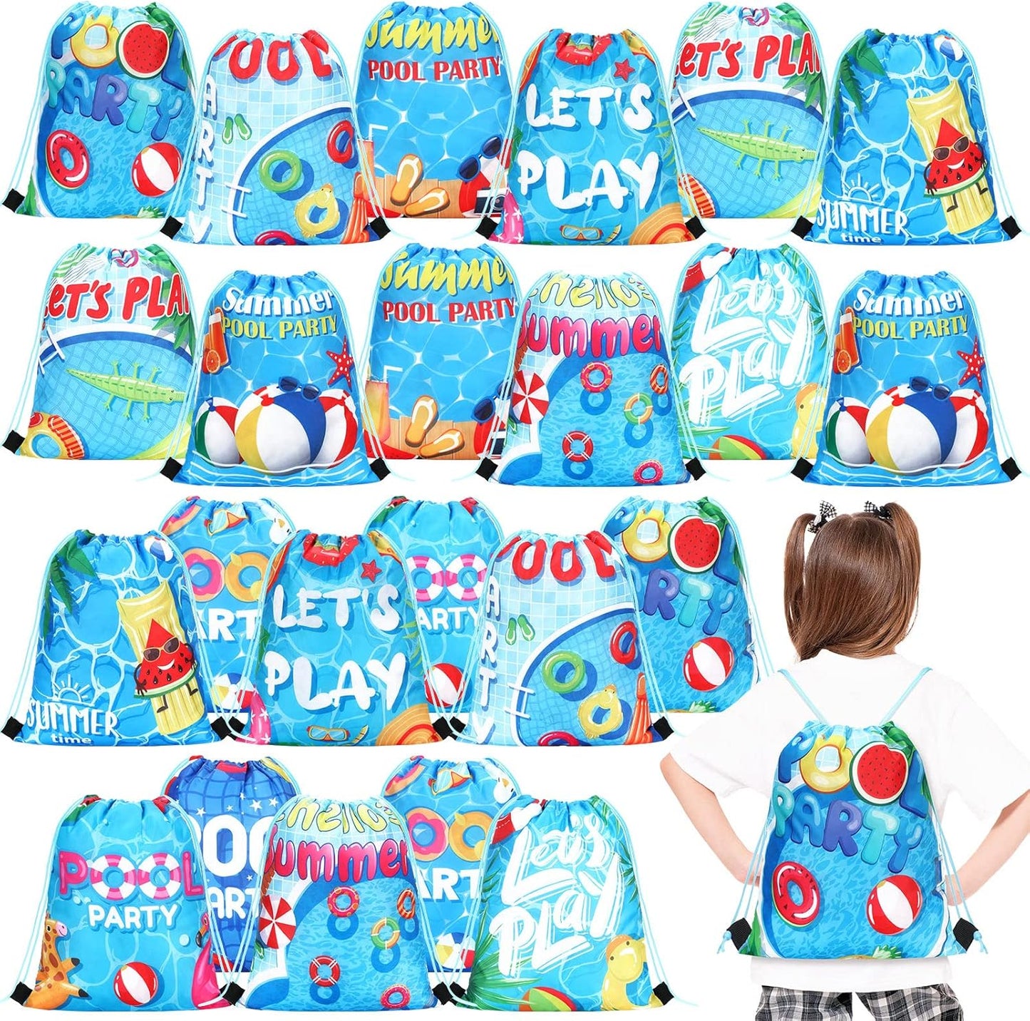 Marsui 24 Pcs Glowing Party Favor Drawstring Bags Gift Goodie Candy Favors Bags for Birthday Party Supplies