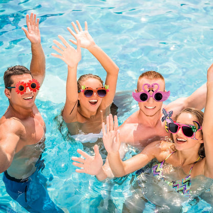 36 Pack Luau Party Sunglasses Crazy Funny Hawaiian Sunglasses Fancy Dress Props Tropical Sunglasses for Kids Adults Summer Pool Beach Party Supplies