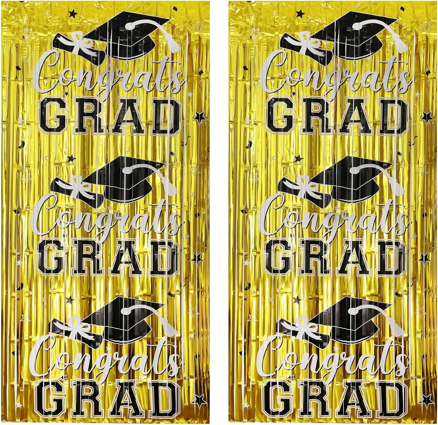 Gradution Party Suppiles Backdrop Decoration 2026, Claas of 2026 Streamer Tinsel Foil Fringe Curtains, Photo Booth Prop Backdrop, Black Grad Photo Backgrounds