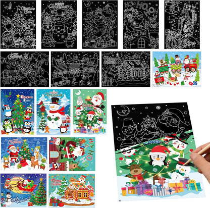 Marspark 24 Pcs Summer Crafts for Kids Bulk Color Your Own Summer Scratch Posters DIY Magic Scratch Paper Black Off Art Paper Gifts Kit Doodle Art for Home Holiday School Party Activities