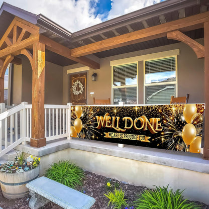 Welcome Banner - Black and Gold Welcome Home Decorations 6 x 1.3ft - Welcome Back Banner - We Missed You So Much