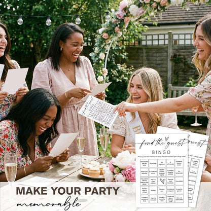 Minimalist Bridal Shower Bingo Cards, 25 Pcs Unique Bridal Bingo Game for Wedding Shower Parties and Guest Interaction - A01