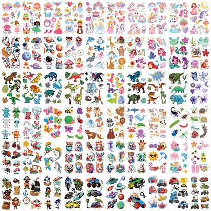 252+ PCS Glow Unicorn Princess Temporary Tattoo for Kids, 36 Sheets Rainbow Castle Candy Star Prince Fake Tattoos Sticker for Girls Boys, Luminous Birthday Magic Fairy Theme Party Favors Decoration