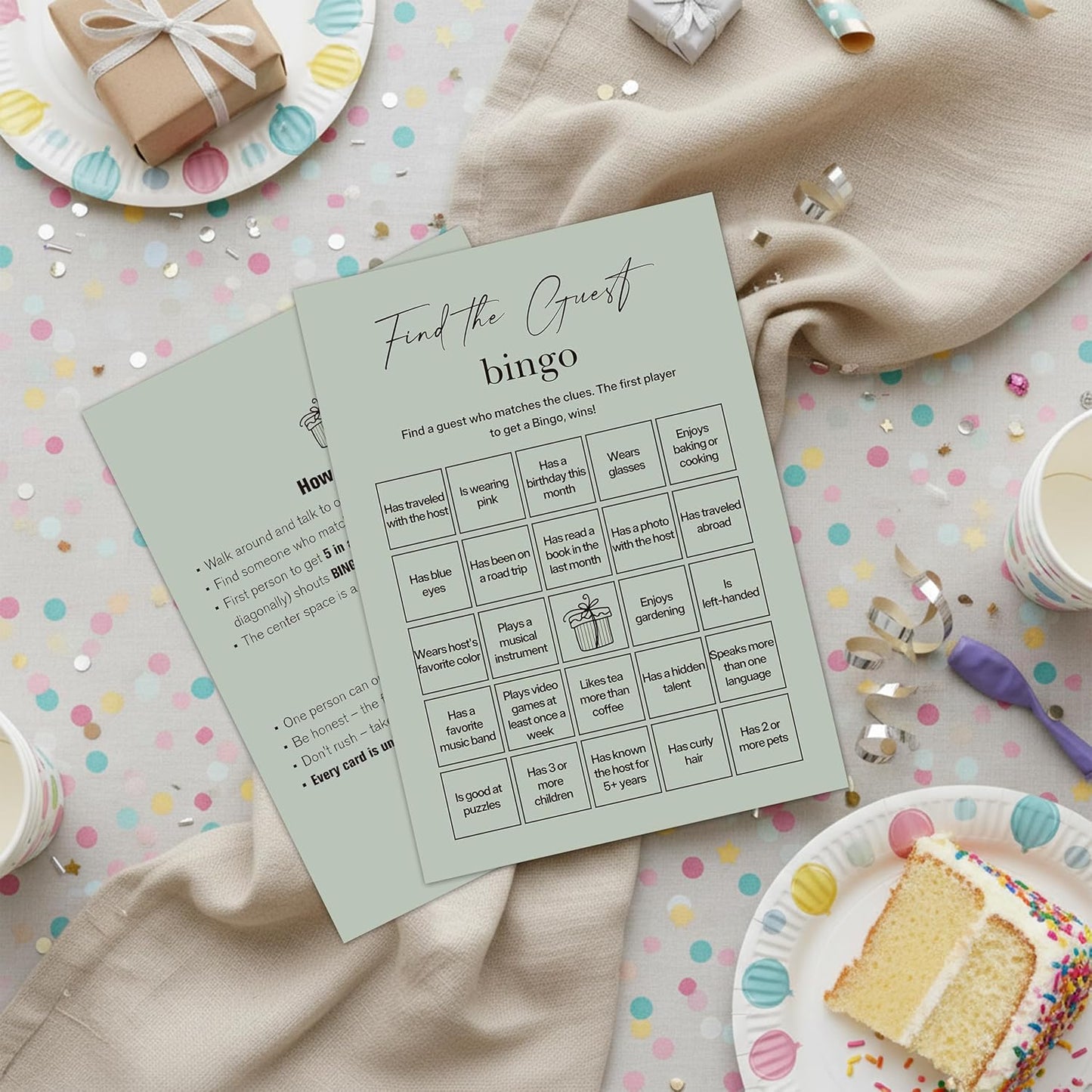 Find The Guest Bingo Cards – 25 Unique Cards, Icebreaker Party Games for Adults, Rustic Blush Pink Mingle Activity for Birthday Parties, Family Reunions, Office Events & Friendsgiving