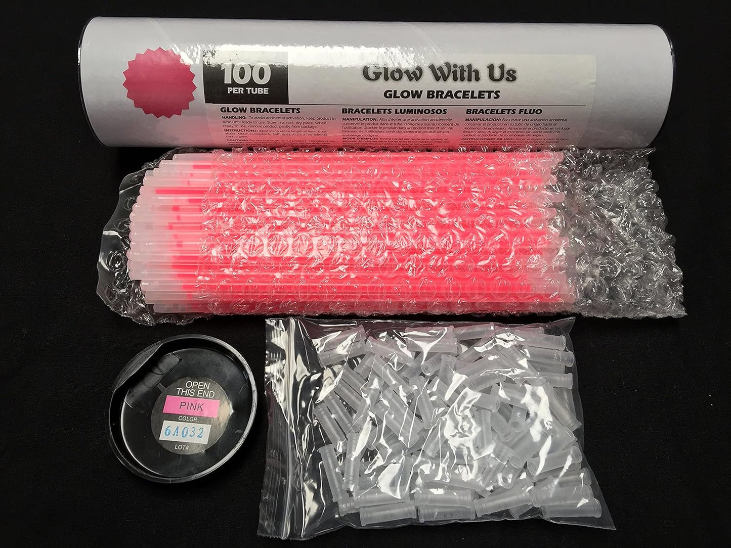 Glow Sticks Bracelets Bulk Wholesale, 100 8” Yellow Glow Bracelets, Bright Color, Glow 8-12 Hrs, 100 Connectors Included, Glow Party Favor Supplies, Sturdy Packaging, Great Fun.