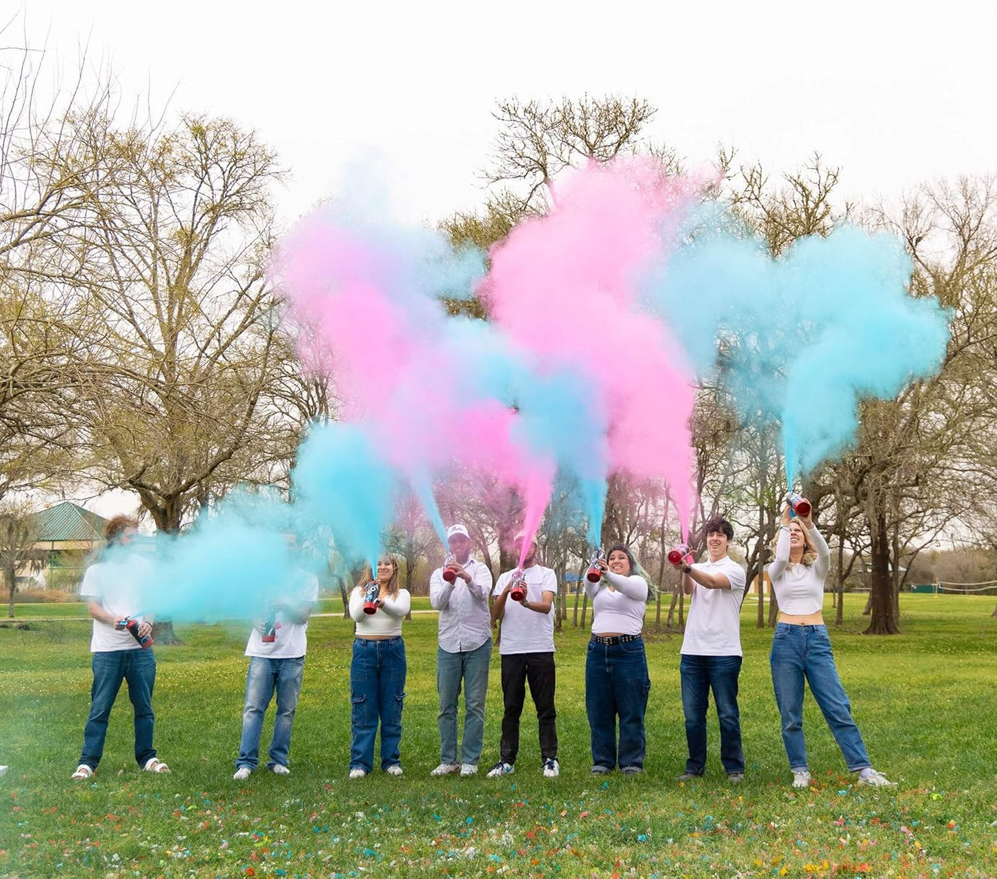 Gender Reveal Powder Smoke Bombs Cannon Poppers | 3 Pink & 3 Blue Poppers | Biodegradable | Alternative to Gender Reveal Smoke Bombs Extinguisher | Gender Reveal Party Decorations | TUR Party Supplies