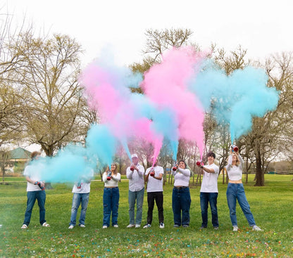 Gender Reveal Powder Smoke Bombs Cannon Poppers | 3 Pink & 3 Blue Poppers | Biodegradable | Alternative to Gender Reveal Smoke Bombs Extinguisher | Gender Reveal Party Decorations | TUR Party Supplies