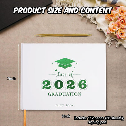 Graduation Guest Book, Class of 2026 Graduation Guest Book with Pen, Hardcover Guest Sign in Book, Memory Scrapbook, Graduation Decorations, Grad Party Supplies for High School，College (Blue)