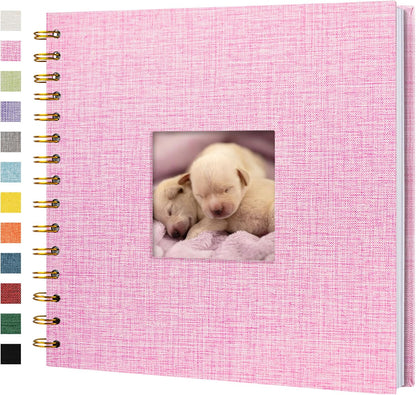 8 x 8 Inch Scrapbook Photo Album Linen Cover 20 Sheets/ 40 Pages, Hardcover Kraft White Pages Memory Book, for Travel Wedding Guest Book Christmas Baby Shower Fits 4x6 & Instant Photos, Beige