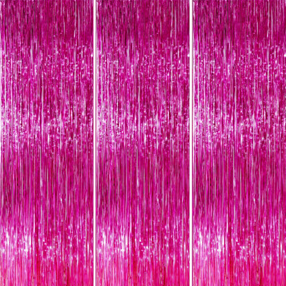 PartyWoo Silver Streamers 3pcs Tinsel Backdrop 8.2FT Metallic Tinsel Foil Fringe Streamer Curtains Party Photo Booth Backdrop for Graduation Baby Shower Bachelorette Wedding Disco Party Decorations