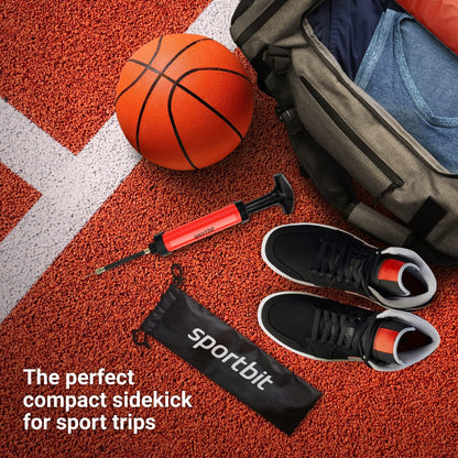 SPORTBIT Ball Pump for Sports Balls - Push & Pull Inflating System - Hand Pump for All Exercise Balls - Volleyball Pump, Basketball Inflator, Football & Soccer Ball Air Pump