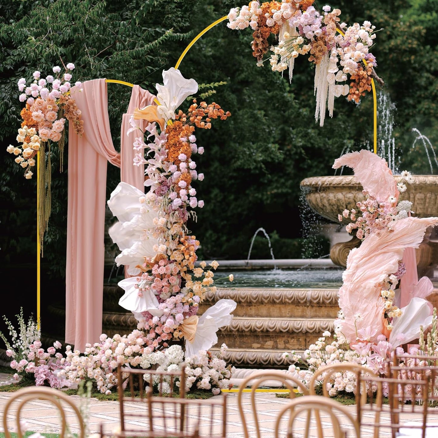 Wokceer Wedding Arch Backdrop Stand and Cover Set of 2 Metal Arch Stand with Arch Cover White 7.2FT, 6FT for Birthday Party Wedding Ceremony Bridal Baby Shower Event Decor