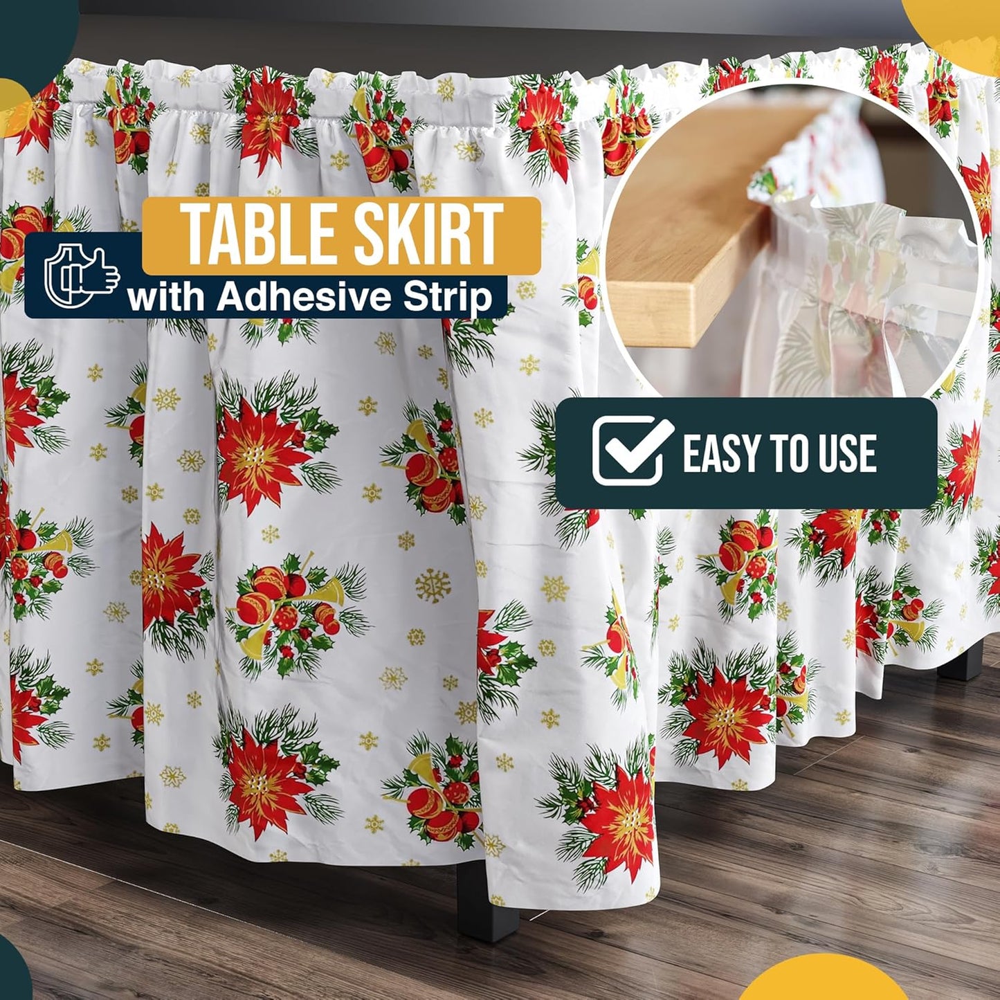 Exquisite Ruffle Table Skirt Pink 6 Pack 14 Ft Long Table Skirts for Rectangle Tables 6ft Plus or Round Tables Skirts with Adhesive Strip for Gender Reveal Decor & Happy Birthday Parties