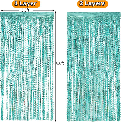 4 Pack Wavy Champagne Gold Metallic Tinsel Foil Fringe Curtains Backdrop - 3.3X6.6ft Foil Fringe Backdrop for Parties | Door Streamers for Birthday | Photo Booth Backdrops Party Decor
