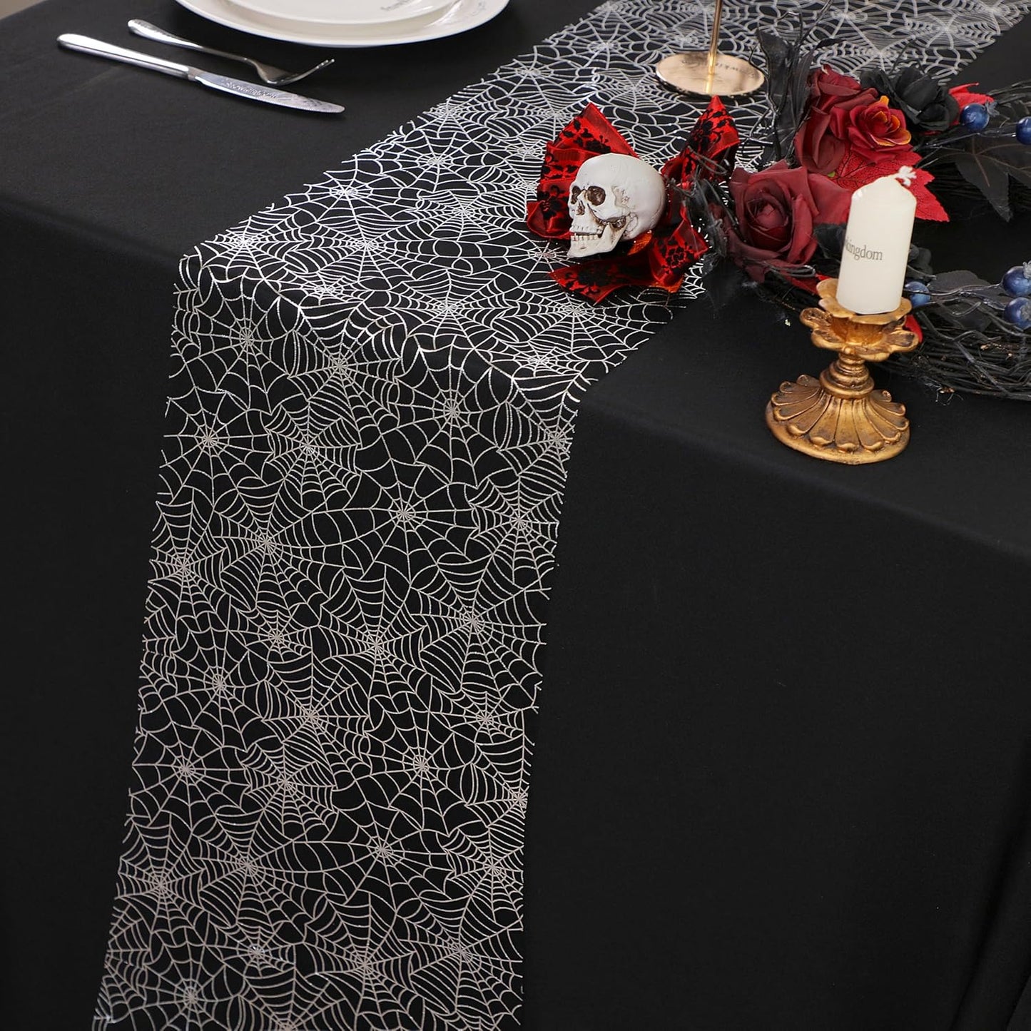Snowkingdom 2 Pieces Gold Table Runner, Sequin Glitter Foil Metallic Thin Mesh Runner Roll 11"x108", Gold Table Decorations for Event Party, Wedding, Birthday Party, Christmas