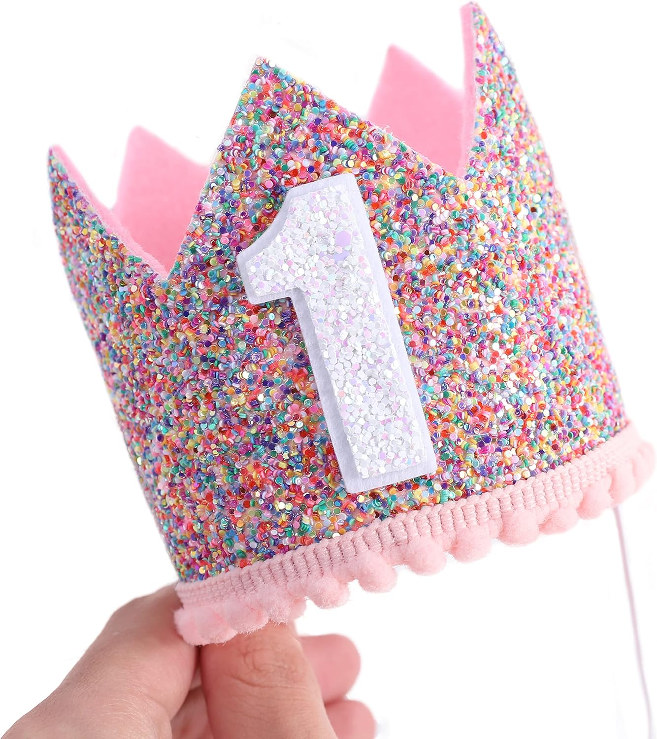 Rainbow Crown - 4th Birthday Party Glitter Crown, Kids Birthday Hats, Baby Photo Props, Little Girls Hair Accessories