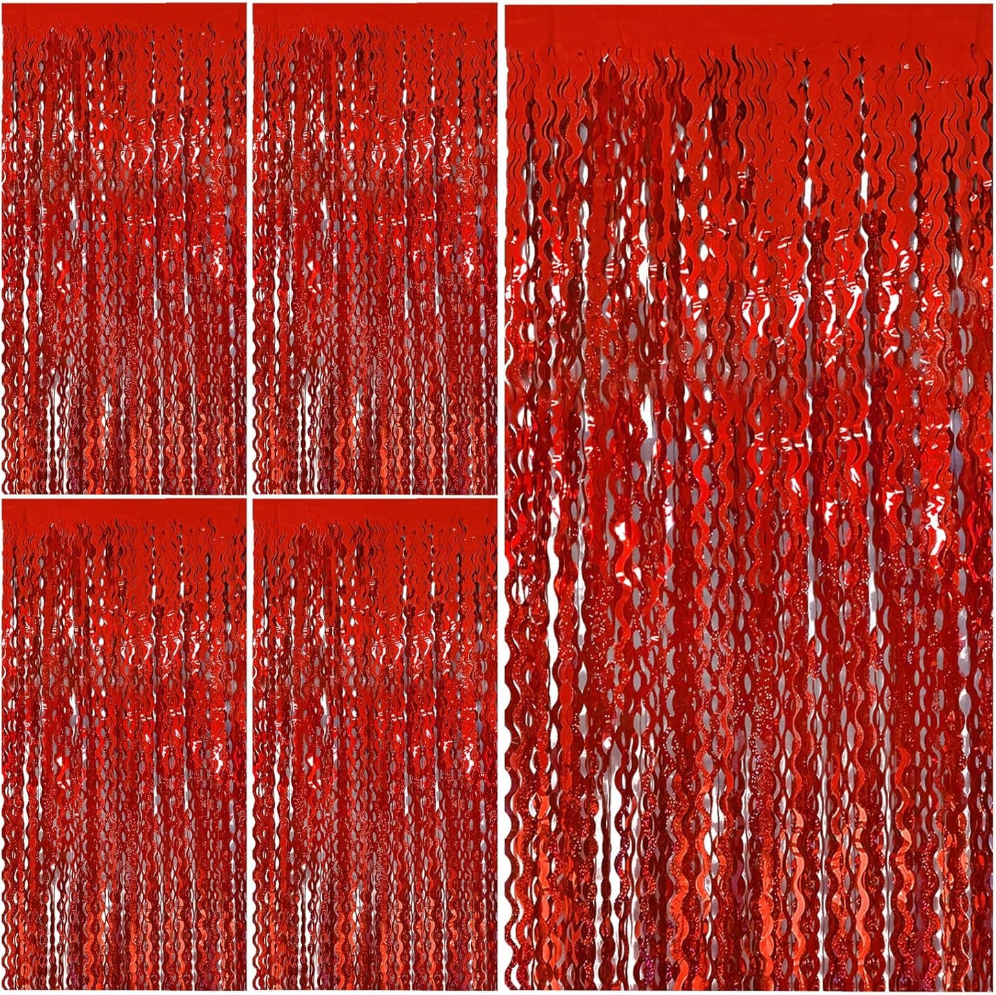 Tinsel Foil Fringe Curtains Wavy Backdrop for Parties Sparkle Metallic Wavy Foil Fringe Backdrop Curtain for Party Decorations Photo Booth Props for Birthday Graduation Wedding