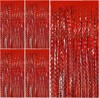 Tinsel Foil Fringe Curtains Wavy Backdrop for Parties Sparkle Metallic Wavy Foil Fringe Backdrop Curtain for Party Decorations Photo Booth Props for Birthday Graduation Wedding