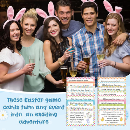 Nature Scavenger Hunt Cards, Bunny Easter Egg Hunt Clue Cards for Adults Family Friends, Spring Camping Treasure Riddle Party Game Indoor Activities - A01