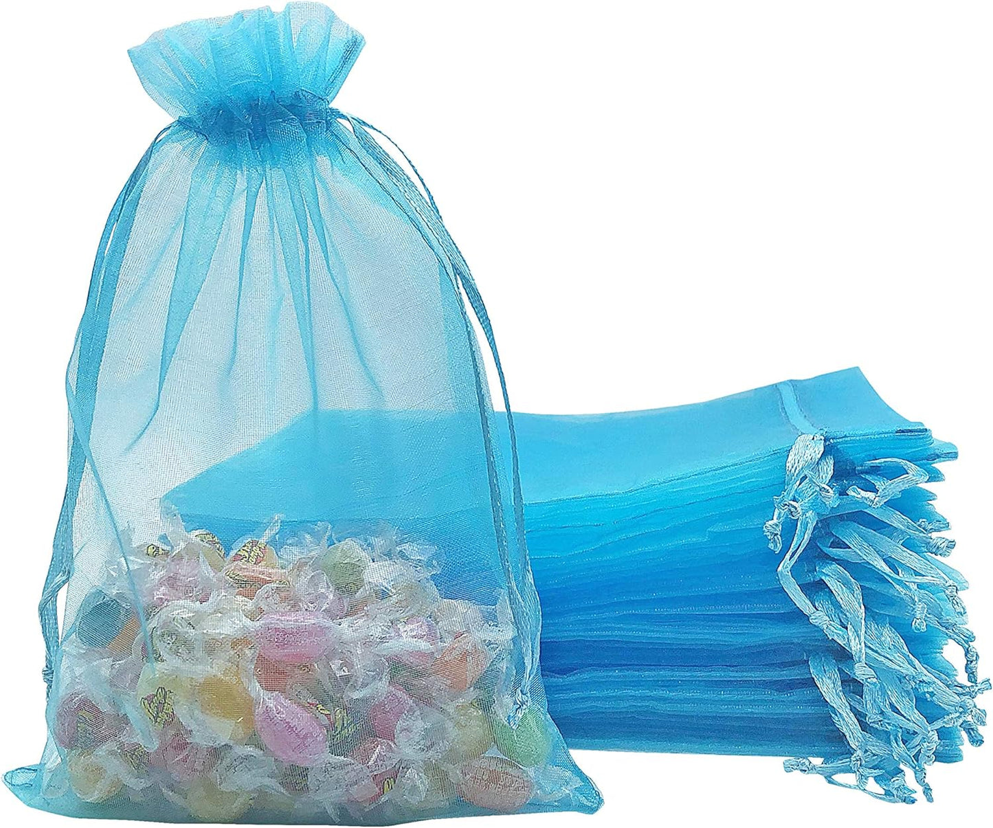 Jexila 120PCS Sheer Organza Bags 5X7 inches Mesh Drawstring Gift Bags Small for Jewelry Wedding Party Baby Shower Favor Bags (Rainbow )