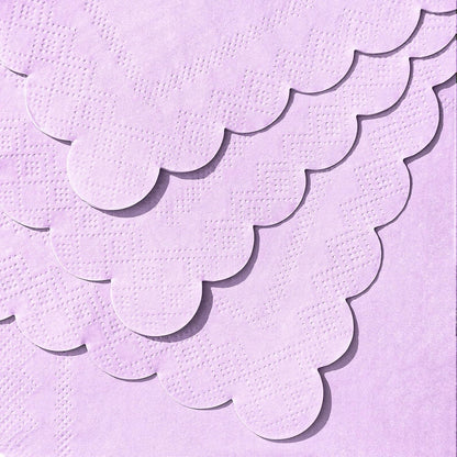 NatNarr 120 Pcs Cocktail Napkins Pink Mothers Day Paper Napkins Light Pink Dessert Beverage Napkin Cute Scalloped Party Napkin for Baby Bridal Shower, Birthday, 5 x 5 Inch