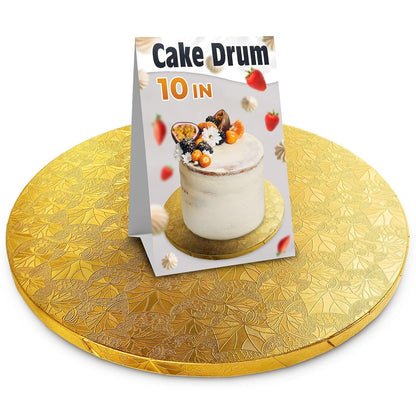 12 Inch Cake Drum, Black Cake Board for Picture-Ready Celebration Cakes, 1/2 Inch Thick Round Cardboard Base with Grease & Moisture Resistant Surface and Decorative Pattern for Parties and Weddings