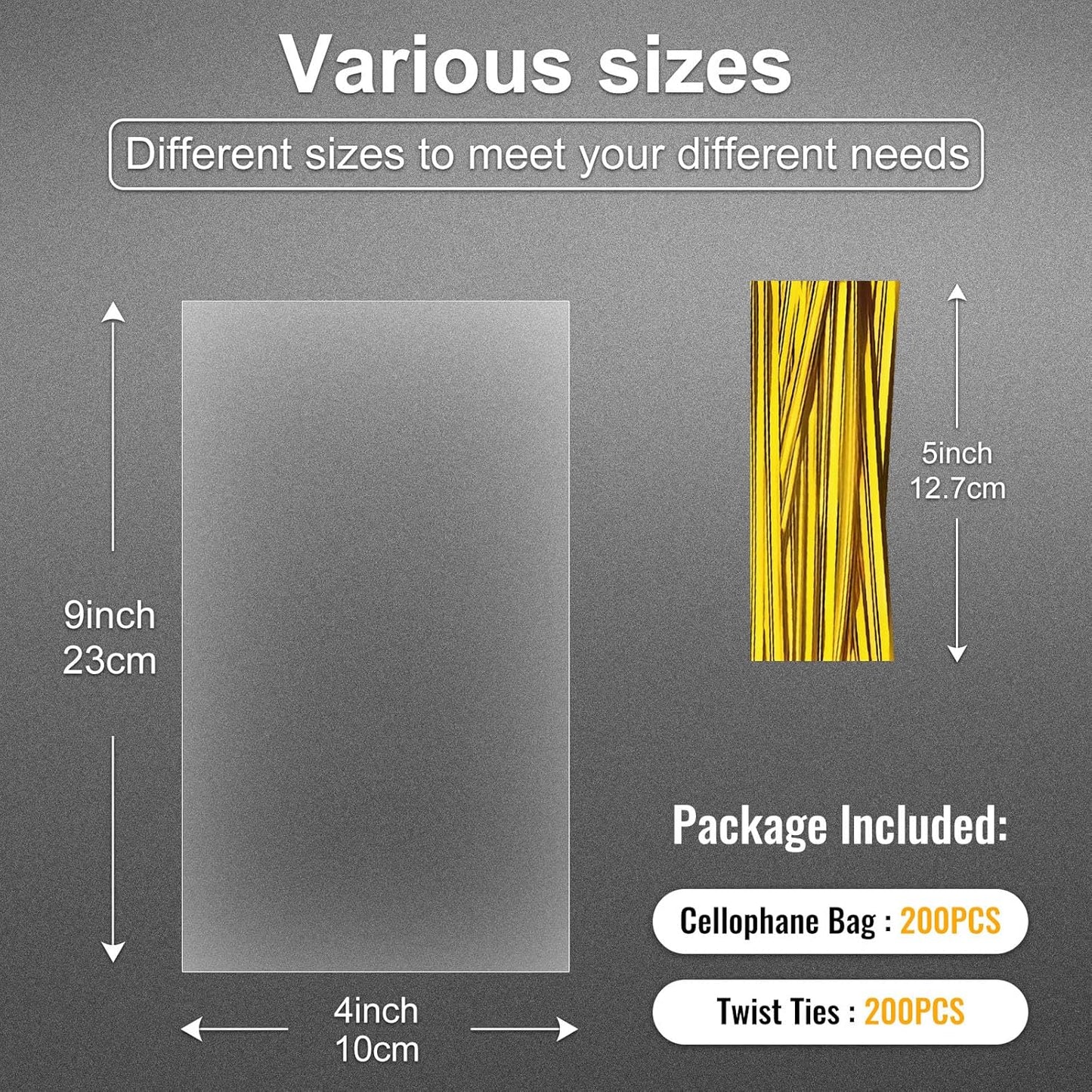 Clear Candy Bags 100pcs 6X10 Cellophane Treat Bag Party Favor Goodie Cake Pop Gift Apple Cello for Gift Baskets Bakery Cookie with Ties