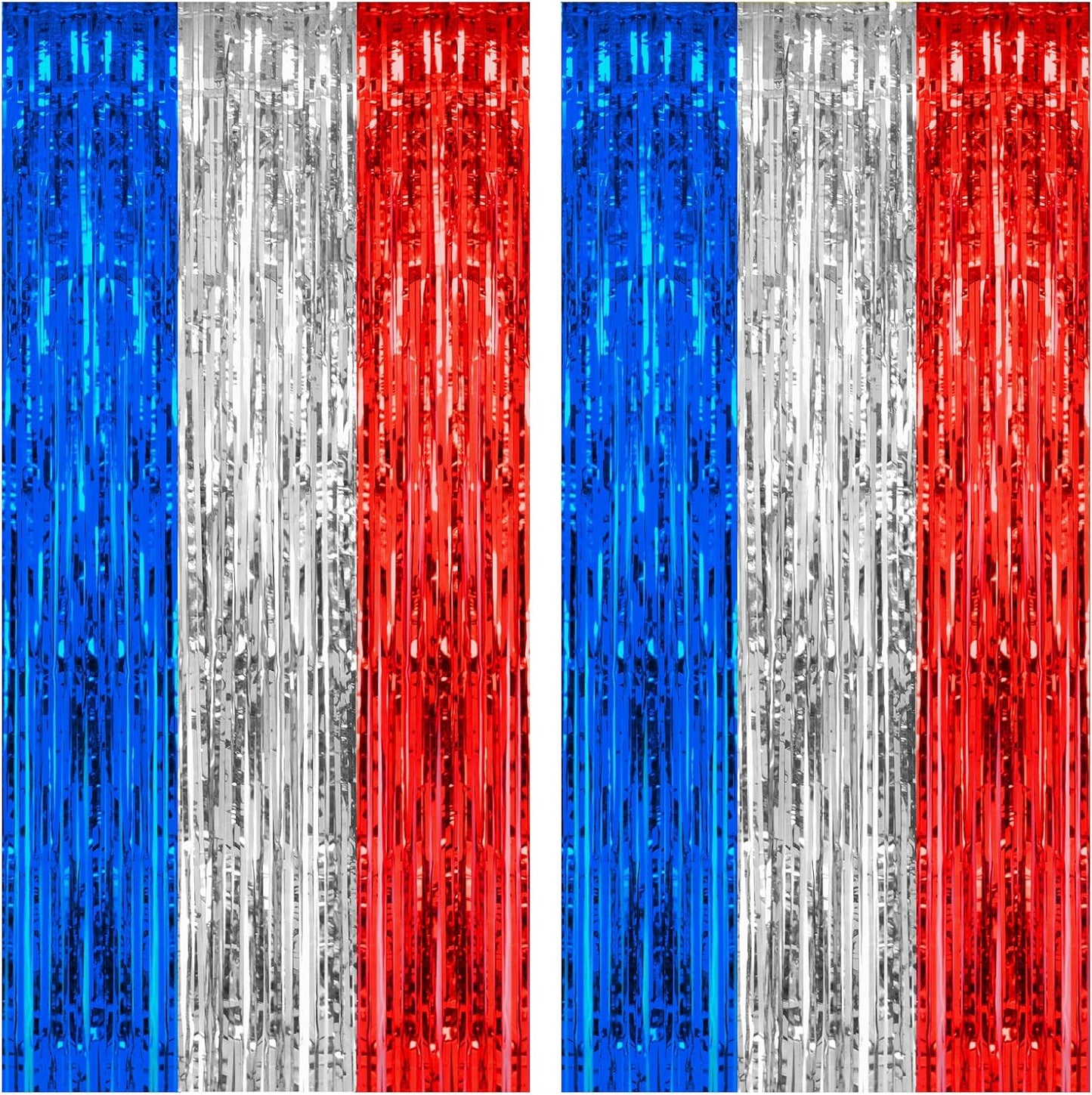 2 Pack 3.2ft x 8.2ft Silver Metallic Tinsel Foil Fringe Curtains, Door Streamer Photo Booth Backdrop for Birthday Graduation Engagement Bridal Shower Bachelorette Baby Shower Party Decorations