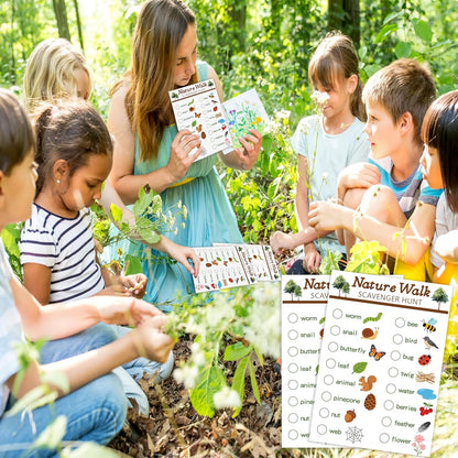 30Pcs Nature Scavenger Hunt Cards, Scavenger Hunt Cards Road Trip and Travel Activities, Spring Summer Holiday Party Supplies, Camping Games Outdoor Indoor Seek Activity-A03