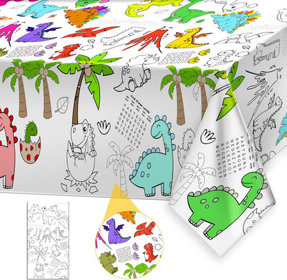 Giant Construction Party Coloring Tablecloth for Kids - Huge Construction Theme Table Cover Large Dump Truck Vehicle Painting Poster for Children Birthday Party Supplies 54x108 Inch