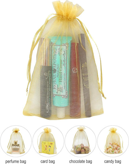 Jexila 120PCS Sheer Organza Bags 5X7 inches Mesh Drawstring Gift Bags Small for Jewelry Wedding Party Baby Shower Favor Bags (Rainbow )