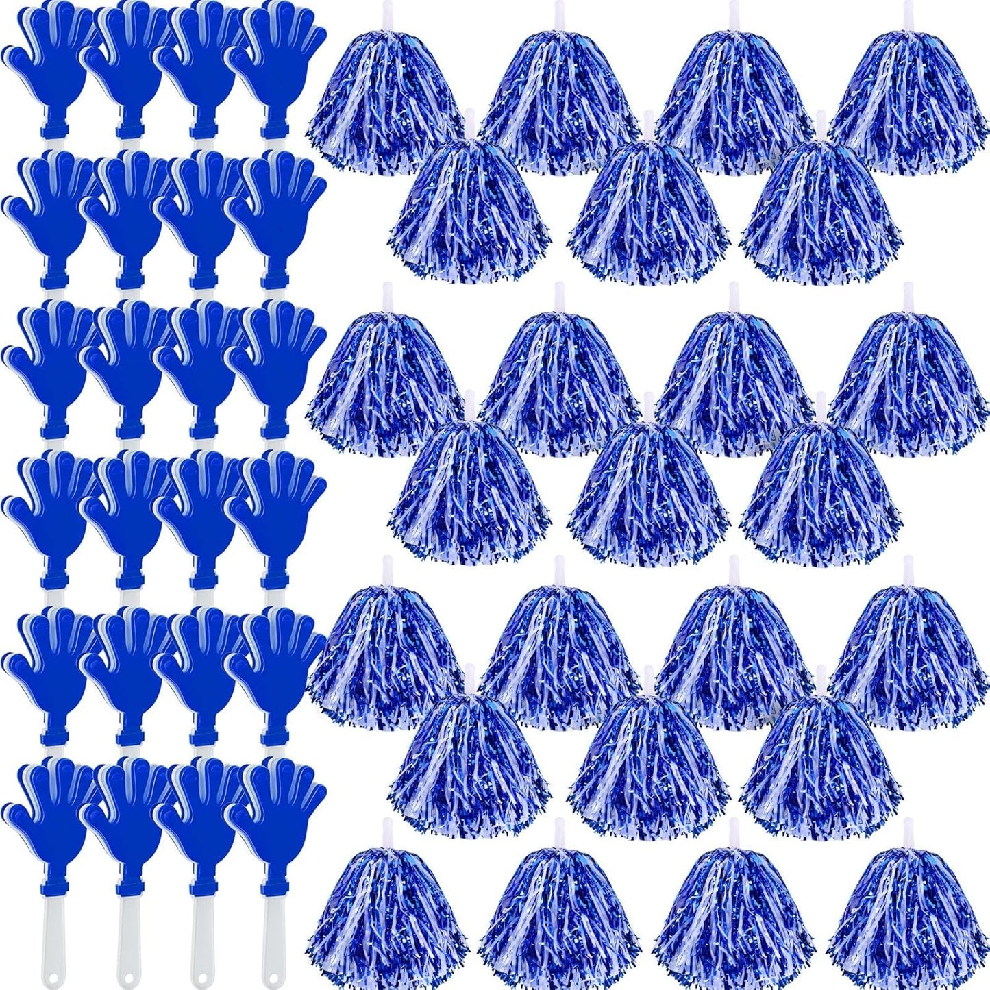 48 Pcs Cheerleading Pom Poms and Hand Clappers Noisemakers Set for Team Spirit Items Sporting Events Football Baseball Cheering Essentials Party Favors Dance（Yellow and Black）