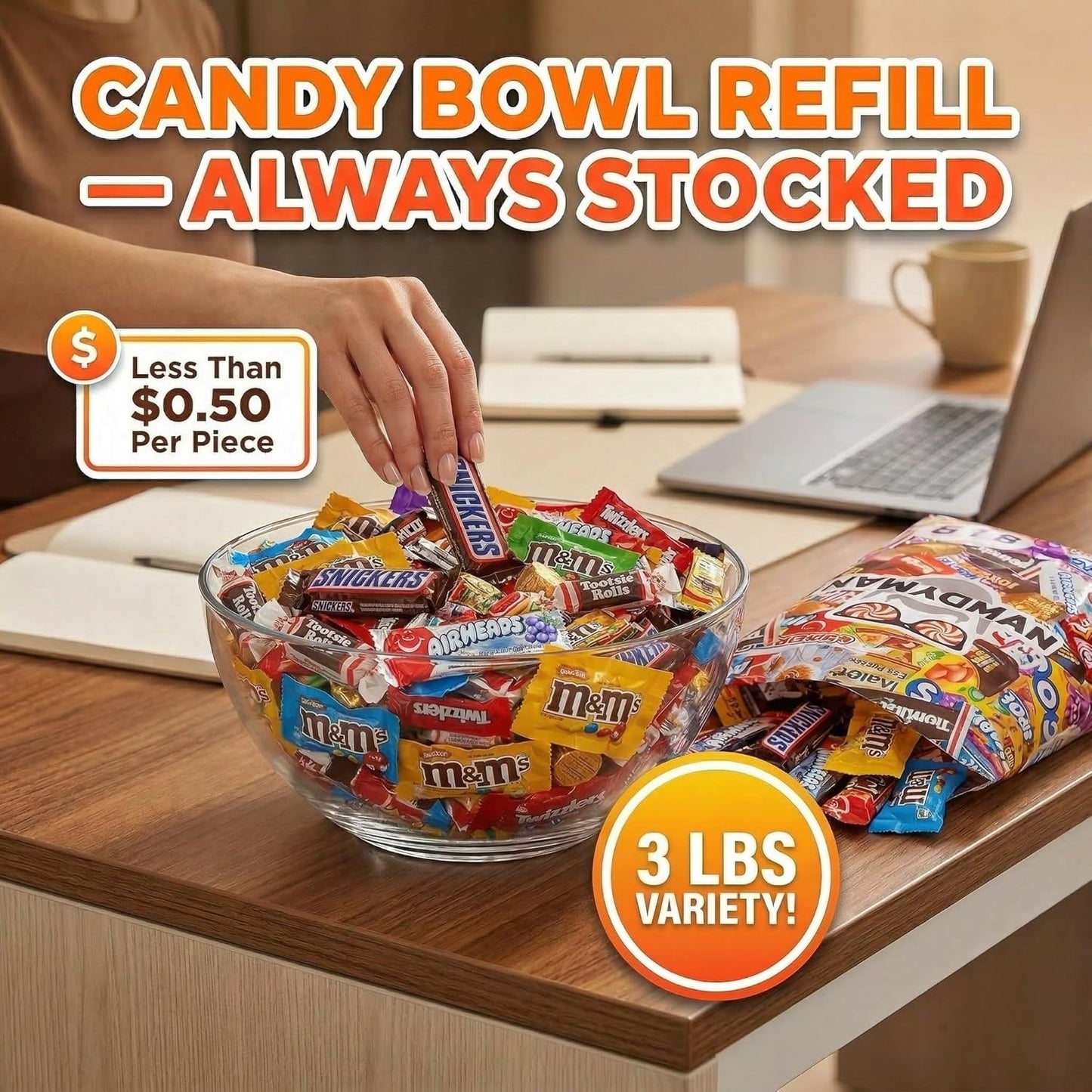 CANDYMAN (5 LB) Chocolate Candy Variety Pack — Individually Wrapped Bulk Candy Mix, Fun & Mini Size Treats for, Pinata Fillers for Kids, Party Favors, Father's Day, Ship with Ice