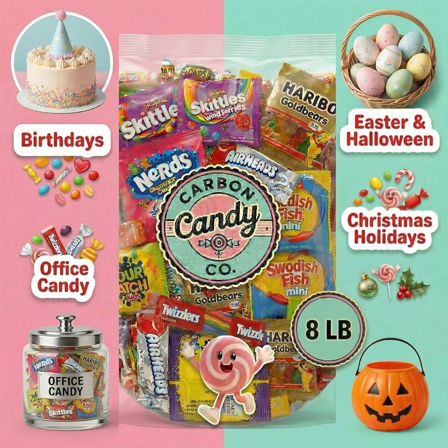 Bulk Candy Variety Pack - 2 lb - Bulk Candy Individually Wrapped - Assorted Mix - Lollipops, Hard, Fruity - Dulces - Big Bag for Party Favors - Father's Day