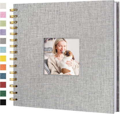 8 x 8 Inch Scrapbook Photo Album Linen Cover 20 Sheets/ 40 Pages, Hardcover Kraft White Pages Memory Book, for Travel Wedding Guest Book Christmas Baby Shower Fits 4x6 & Instant Photos, Beige