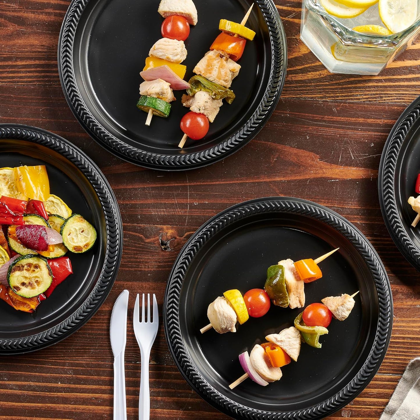 PLASTICPRO 100 PCS Black Plastic Bowls Light Weight 12 oz Plastic Soup Bowls Black Salad Plates Disposable for Party and Wedding