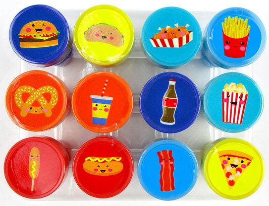 TINYMILLS 12 Pcs Cute Cartoon Food Stamp Kit for Kids Multicolored