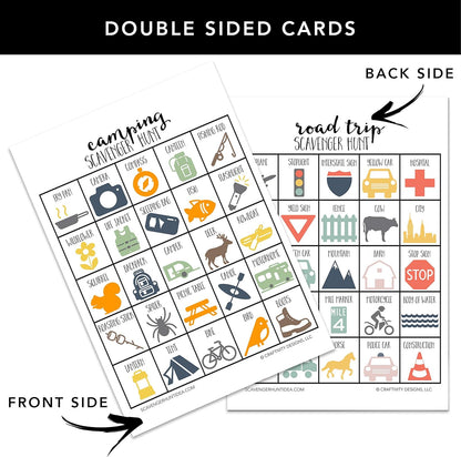 Camping Scavenger Hunt Games for Kids, Outdoor or Indoor, Birthday Party, Road Trip, Travel Activities, Includes 10 Dry Erase Markers and Cards, Family Game Night