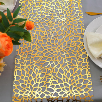 Snowkingdom 2 Pieces Gold Table Runner, Sequin Glitter Foil Metallic Thin Mesh Runner Roll 11"x108", Gold Table Decorations for Event Party, Wedding, Birthday Party, Christmas