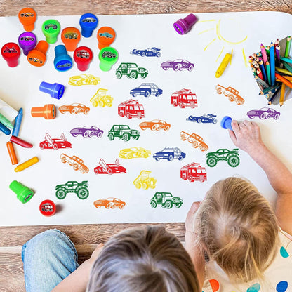 Car and Truck Stamps for Kids, Themed Car and Truck Birthday Party Favors Decorations Supplies Car and Truck 12PCS Self-Inking Stampers Classroom Gifts Cute for Boys Girls Rewards Birthday Party Gifts