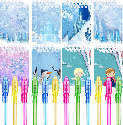 Frozen party favors |12 invisible ink pen and 12 mini Notepads| Frozen party Goodie Bag Stuffers, Classroom Prizes, party supplies
