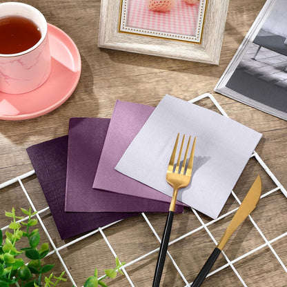 Layhit 100 Pcs Cocktail Napkins Disposable Beverage Napkins Square Paper Dessert Tissue for Wedding Birthday Celebration Party Supplies(Brown Series,5 x 5 Inch)