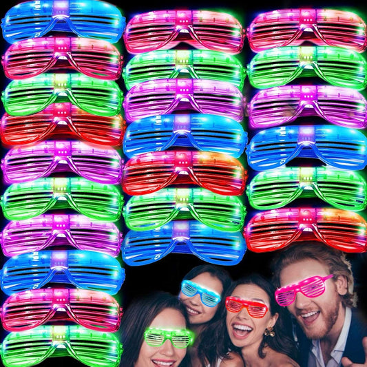 iGeeKid 50 Pack LED Glasses Light Up Party Glasses Glow In The Dark Party Supplies Shutter Neon Toys Flashing Glasses Party Patriotic