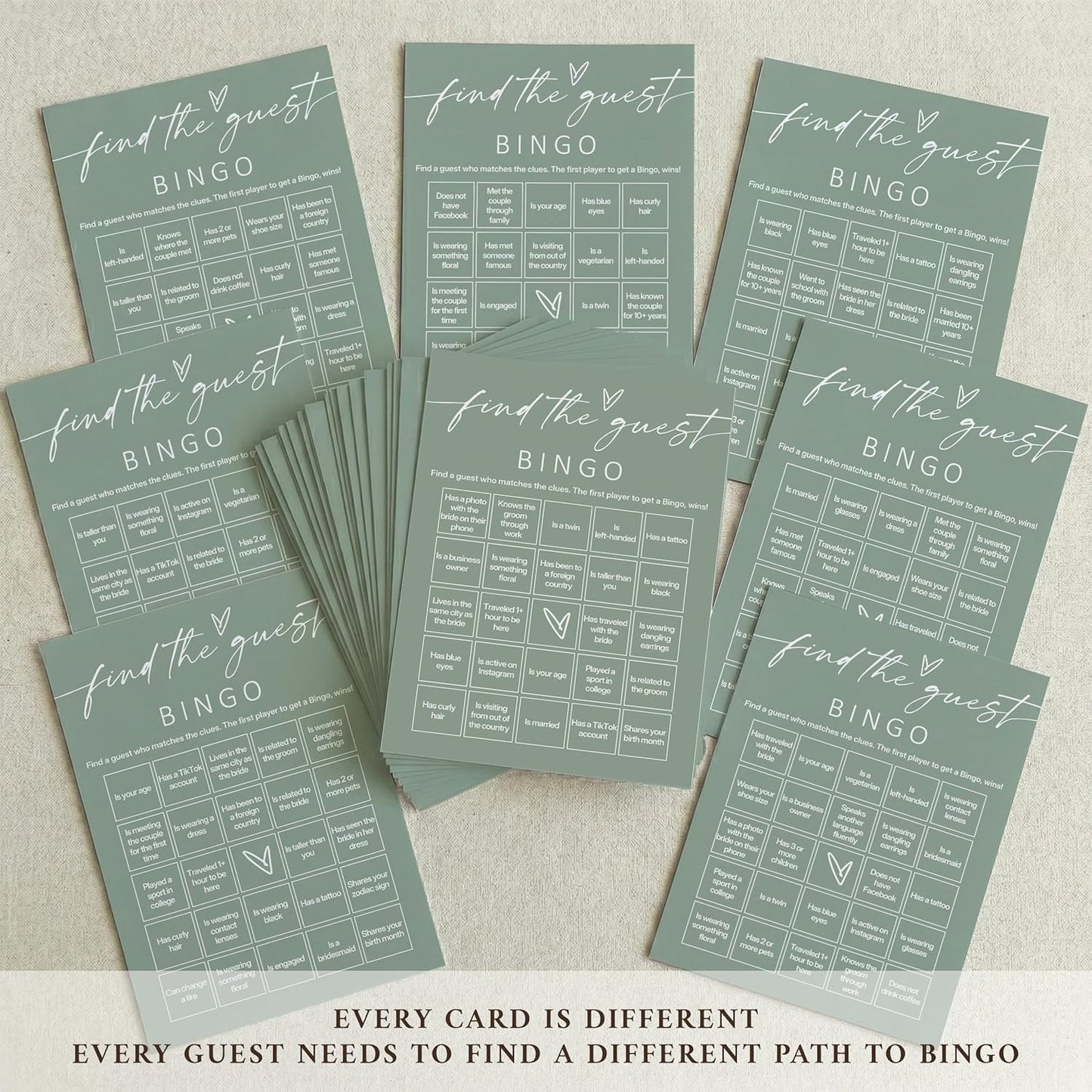 Minimalist Bridal Shower Bingo Cards, 25 Pcs Unique Bridal Bingo Game for Wedding Shower Parties and Guest Interaction - A01