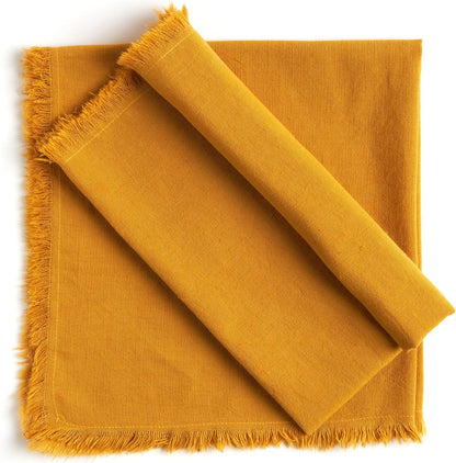 ACCENTHOME Natural Cotton Linen Napkin Set of 12 18x18 inch Dinner Napkins - Washable Soft Premium Hotel Quality Reusable Hemmed Edges Napkins Perfect Table Linens for Family Dinners, Weddings