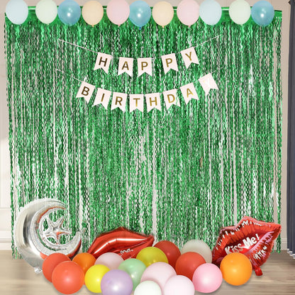 4 Pack Wavy Champagne Gold Metallic Tinsel Foil Fringe Curtains Backdrop - 3.3X6.6ft Foil Fringe Backdrop for Parties | Door Streamers for Birthday | Photo Booth Backdrops Party Decor