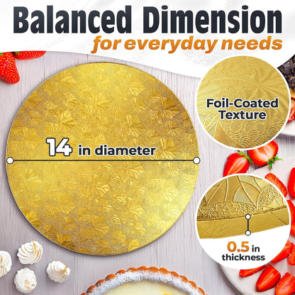 12 Inch Cake Drum, Black Cake Board for Picture-Ready Celebration Cakes, 1/2 Inch Thick Round Cardboard Base with Grease & Moisture Resistant Surface and Decorative Pattern for Parties and Weddings
