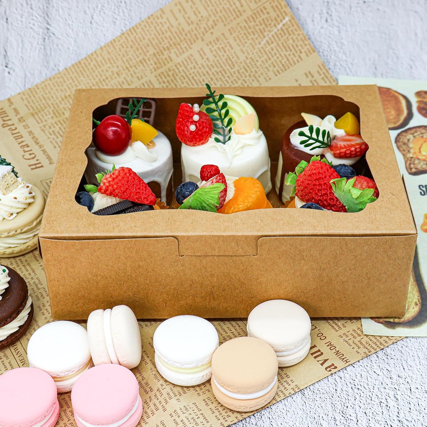 50pcs 8x5x2 Inch White Bakery Boxes Cookie Boxes with Window Treat Boxes Dessert Boxes for Cookie,Pastry,Macaron,Donut,Muffins,Chocolate,Cupcake and Candy Gift Giving